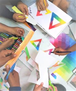 color triangle experiments by KENFORTES children ART class students 1